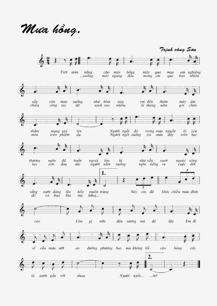 Sheet nhạc Mưa Hồng